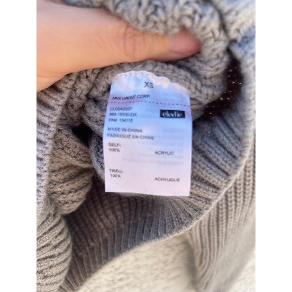 ELODIE GREY CHUNKY KNIT CROPPED CREW NECK SWEATER - XS - Picture 7 of 8
